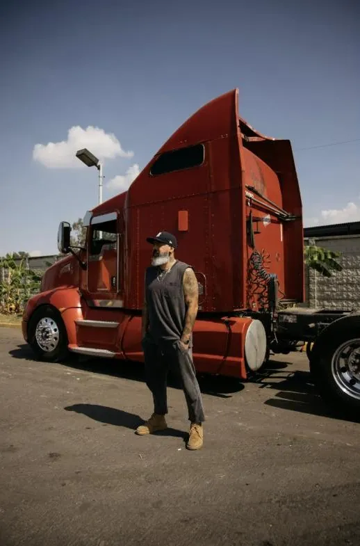 Trucker next to his truck